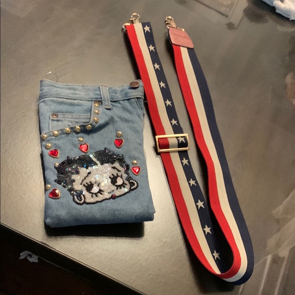Denim Cartoon Betty Boop Embellished Crossbody Bag - Picture 14 of 16